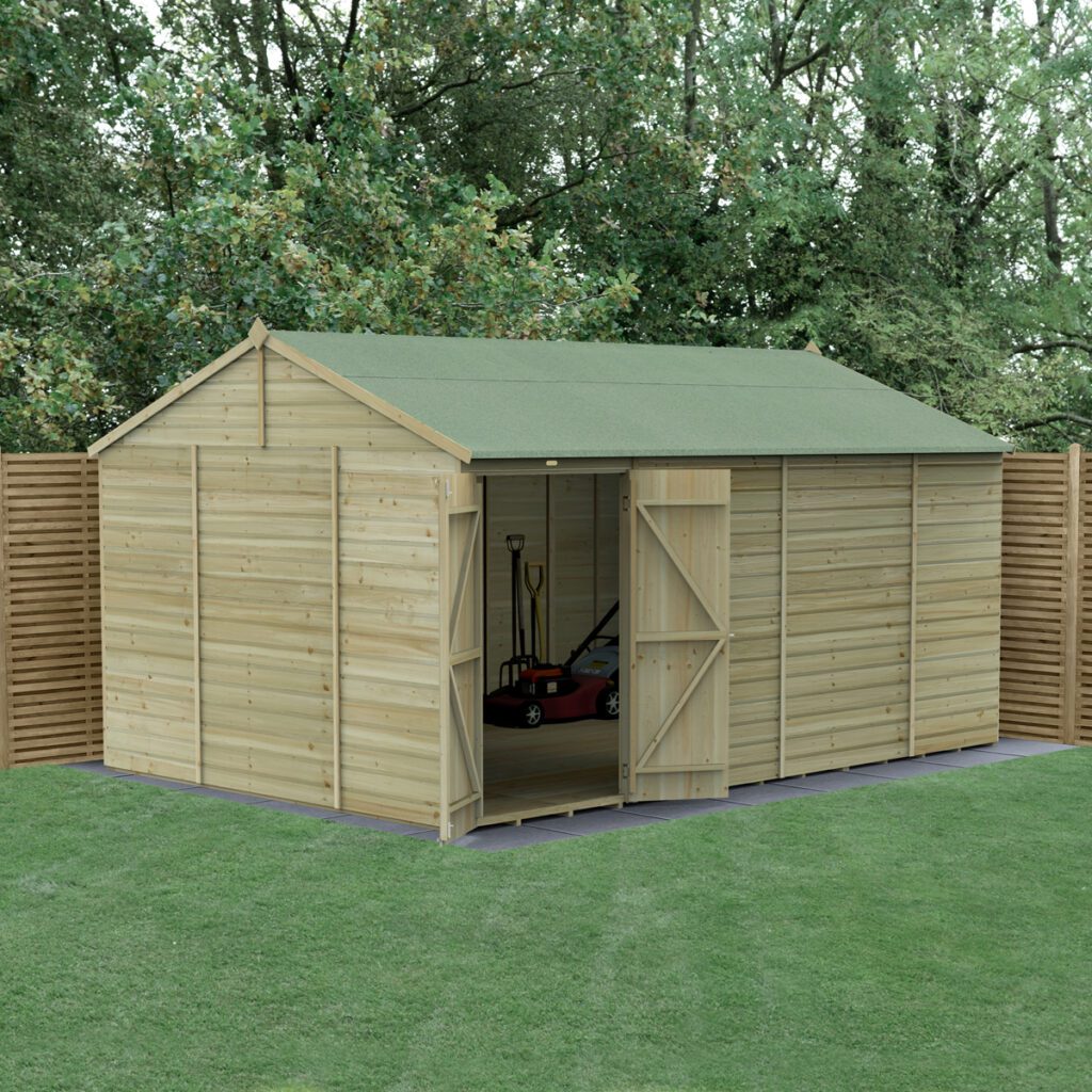 Beckwood 15×10 Reverse Apex Shed – No Windows – Double Door with Installation 5013053197943 2